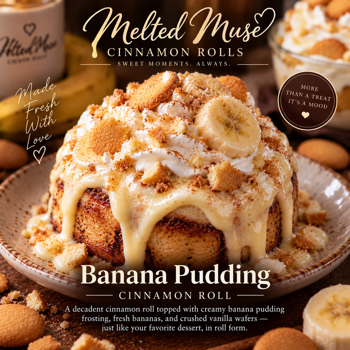 Banana Pudding Cinnamon Roll
