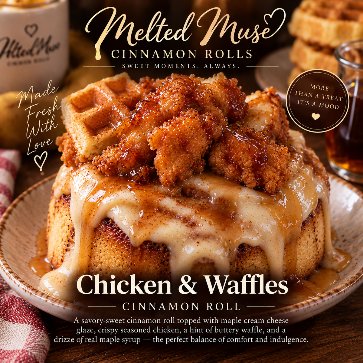 Chicken & Waffles Cinnamon Roll